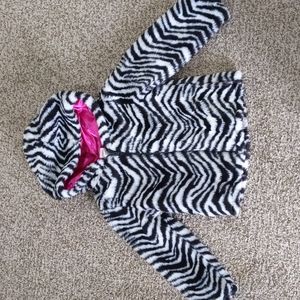Gymboree 4T-5T zebra print hooded faux fur coat hot pink lining